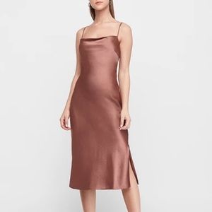 Express Satin Cowl Neck Midi Slip Dress